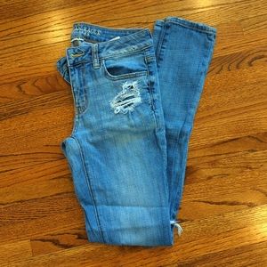 American Eagle Outfitters ripped super stretch jeggings, size 4 long